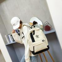 双肩包男潮牌休闲时尚潮流韩版高中大学生书包ins女潮款旅行背包 AD米白色 无挂件