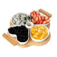 跃隆 日式坚果盘四叶草陶瓷水果拼盘 多格点心干果盒创意拼盘送叉 跃隆四叶草水果拼盘