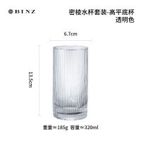 竖纹玻璃甜品糕点甜品家用酒吧冰沙杯冰激凌杯奶昔描金高脚杯冷饮 密棱水杯套装-高平底杯透明色
