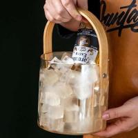 韩式手提篮玻璃水果茶篮欧式简约醒酒篮水果盘玻璃手提篮网红提蓝 透明色 小号(13*13)