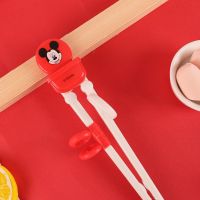 迪士尼儿童筷子训练筷二段2小孩8学习练习辅助神器3岁4女孩5宝宝6 米奇红防滑助夹指定位食品级PP