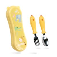 握筷子矫正器宝宝儿童学习小学生训练勺子家用专用快小朋友孩男孩 活力橙叉+勺+盒子