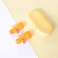 运智贝硅胶短柄勺子宝宝学食勺叉训练勺辅食勺叉吃饭软叉勺舔舔勺 黄色