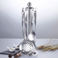 欧乐多厨房置物架收纳架多功能厨具架不锈钢炊具勺铲挂架旋转架子 时尚简洁(304圆球架)