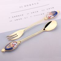 迷你韩式咖啡搅拌棒陶瓷小勺子创意可爱网红汤匙不锈钢甜品调羹 蓝色皇家 勺子