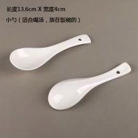 骨瓷勺子描金边创意景德镇家用饭勺酒店陶瓷勺子餐厅调羹汤匙饭勺 小勺纯白(10支装)