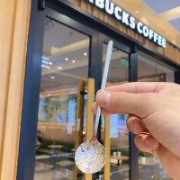 2020星巴克少女樱花搅拌棒创意音乐符号不锈钢金属咖啡长柄引流棒 星巴克银色勺15cm