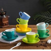80ml陶瓷意式浓缩咖啡杯碟套装 espresso小号特浓杯子彩色带碟勺 80ML浓缩单杯备注或随机