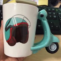 青春环游记白宇魏大勋同款3D彩绘摩托车陶瓷杯 手绘杯子 绿色
