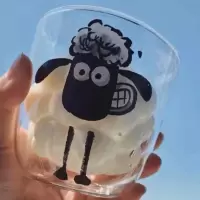 小羊肖恩热水杯子双层玻璃杯保温杯新年礼物咖啡马克杯牛奶早餐杯 小羊肖恩