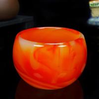 高端红玛瑙玉石茶杯酒杯功夫茶具养生高档茶杯套装单个主人杯套装 鸿运当头一个