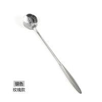 新款咖啡勺搅拌勺不锈钢勺子咖啡勺子搅拌勺小勺子调羹汤茶匙汤勺 银色玫瑰款