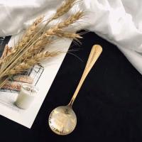 韩版星巴克海洋女神创意轻奢网红不锈钢咖啡勺甜品冰淇淋雪糕勺子 星巴克[410]勺_ 纯金