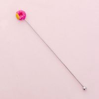 卡通搅拌棒 可爱304不锈钢咖啡奶粉搅拌勺奶茶果汁饮料长柄调酒棒 玫红甜甜圈