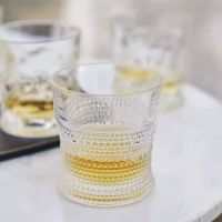 威士忌酒杯家用无铅水晶玻璃洋酒杯创意ins欧式高档啤酒杯子套装 [1只装]珠点款