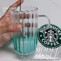 咖啡杯玻璃高颜值玻璃杯子网红马克杯家用高档单杯透明渐变绿水杯 360ml(白盒-不含搅拌棒)