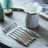 家用时尚水果叉套装创意不锈钢水果叉子可爱点心叉个性甜品小叉签 圆图(6叉)