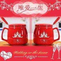 结婚礼物男女对杯一对定制马克杯咖啡杯子陶瓷刻字情侣款杯子 爱的城堡