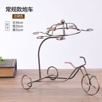 红酒架欧式葡萄酒架子酒柜酒瓶展示架悬倒挂高脚杯架装饰摆件酒架 常规款炮车古铜色(单独架子)