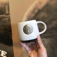 星巴克铜章牌人鱼马克杯子门店臻选陶瓷黑白经典情侣对杯礼物盒装 白色铜章单杯纸盒装
