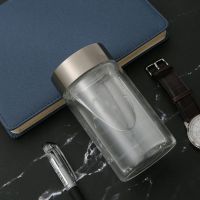 男女士商务双层单层鹅蛋杯泡茶杯玻璃杯时尚便携加厚隔热车载水杯 双层直杯钢本色200ml