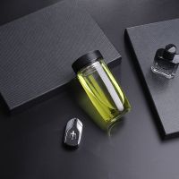 男女士创意单层鹅蛋杯高硼硅玻璃杯时尚大肚杯水晶礼品杯茶杯 皮纹黑500ml