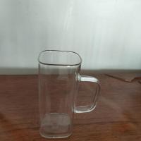 玻璃杯子绿茶杯方形加厚耐热牛奶杯办公杯家用透明泡茶杯带把单层 透明把 380ml