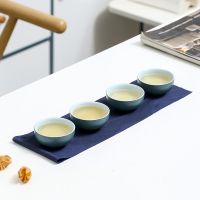 旅行杯便携式茶具简约一壶二三杯快客杯套装私人定制杯子4个装 孔雀绿品茗茶杯4个装(显茶色)