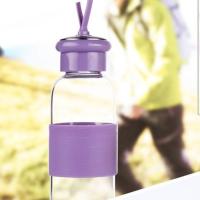 新款家用情侣男女防滑耐热礼品高硼硅耐热玻璃杯单层密封水杯 高贵紫 360ML