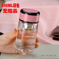 卧龙单层玻璃杯少女简约可爱便携超萌花茶过滤迷你240ML随手水杯 240ML粉色(无)