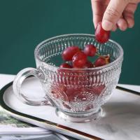 太阳花早餐杯牛奶燕麦片玻璃杯子女家用水杯可爱大容量咖啡把手杯 1只透明款_