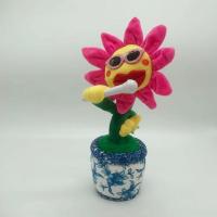 网红妖娆花蓝牙太阳花毛绒玩具会唱歌跳舞吹萨克斯的向日葵仙人掌 60首青花瓷红尖发光版不送电池