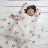 新款薄被子韩版卡通夏季轻柔婴儿盖毯双层纱布竹棉新生儿包巾浴巾 超薄款竹棉双层玫瑰花60*70