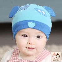 婴儿帽子0-3-6-12个月春秋薄款婴幼儿纯棉男女宝宝新生儿帽子胎帽 96天蓝 单帽0-12个月(两层纯棉)