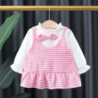 女童连衣裙2021春秋新款婴儿纯棉公主裙女宝宝0-1-3岁689个月裙子 春秋长袖裙子 格子粉 66