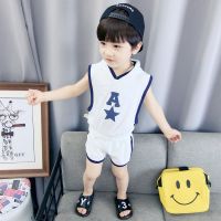 2020新款男女宝宝春秋洋气套装中小童时尚春两件套时髦儿童运动装 背心套A字款-白色 80 (建议0-1岁)