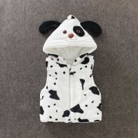 婴儿马甲秋冬季加厚背心0-3-6-9-12个月男女宝宝加绒带帽坎肩 花色小狗带帽马甲 66码(建议0-3个月)