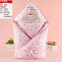 婴儿抱被新生儿包被春秋冬宝宝加厚抱毯夏季薄款纯棉小被子可脱胆 6105粉色[90*90cm可脱胆]