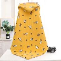 婴儿抱被新生儿大红包被秋冬季初生宝宝加厚款外出被子产房包裹巾 可爱熊黄色 精品纯棉加柔中厚90x90cm