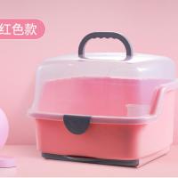 婴儿奶瓶收纳箱便携大号带盖防尘沥水晾干架宝宝用品储存盒置物架 经典款粉色