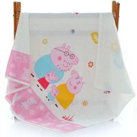 婴儿浴巾 两层纯棉纱布新生儿盖毯 抱毯 儿童小毯子 盖毯 毛巾被 美丽小猪 粉色 90*90cm