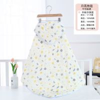 新生儿纯棉抱被婴儿包布春夏季薄款外出刚出生宝宝防惊跳包被睡袋 月亮抱毯90*90适合12-25度蓝