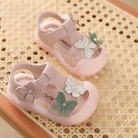 夏季女宝宝凉鞋0-2岁1婴幼儿学步鞋子6-18个月小童公主软底3防踢4 粉红色 凉鞋防踢a125蝴蝶 内长12.0cm