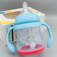 婴儿小奶瓶喝水新生儿宝宝奶壶喝奶瓶感温宽口PP奶嘴杯变色小奶杯 感温蓝160ml小圆0-3月 无