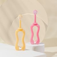 如山儿童宝宝握力乳牙刷6个月1-4岁婴幼儿口腔清洁神器 海棠粉+嫩芽黄