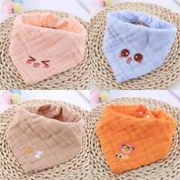 宝宝口水巾三角巾纯棉纱布新生婴儿围嘴女男童加厚双按扣围兜围巾 [1条装]颜色图案随机1条