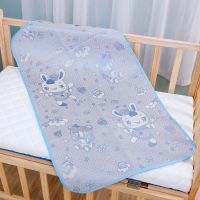 婴儿床凉席+冰丝枕幼儿园童床席子透气夏季午睡宝宝床冰丝凉席 经典宽蓝色床席无枕头(100*55)