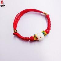 宝宝婴儿童新生儿孕妇牦牛骨壮胆压惊辟邪五彩红绳男女手串手脚链 金刚结牦牛骨朱砂五彩款 婴儿手链10-11厘米