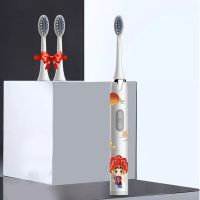国潮古风情侣款软细毛刷电池款和USB充电震动式家用防水电动牙刷 小姐姐白色 标配电池款 主机+电池+3个原装刷头