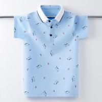 童装男童纯棉短袖t恤夏装2021新款中大儿童POLO衫小学生翻领上衣9 蓝色 [纯棉%,不起球不褪色] 120